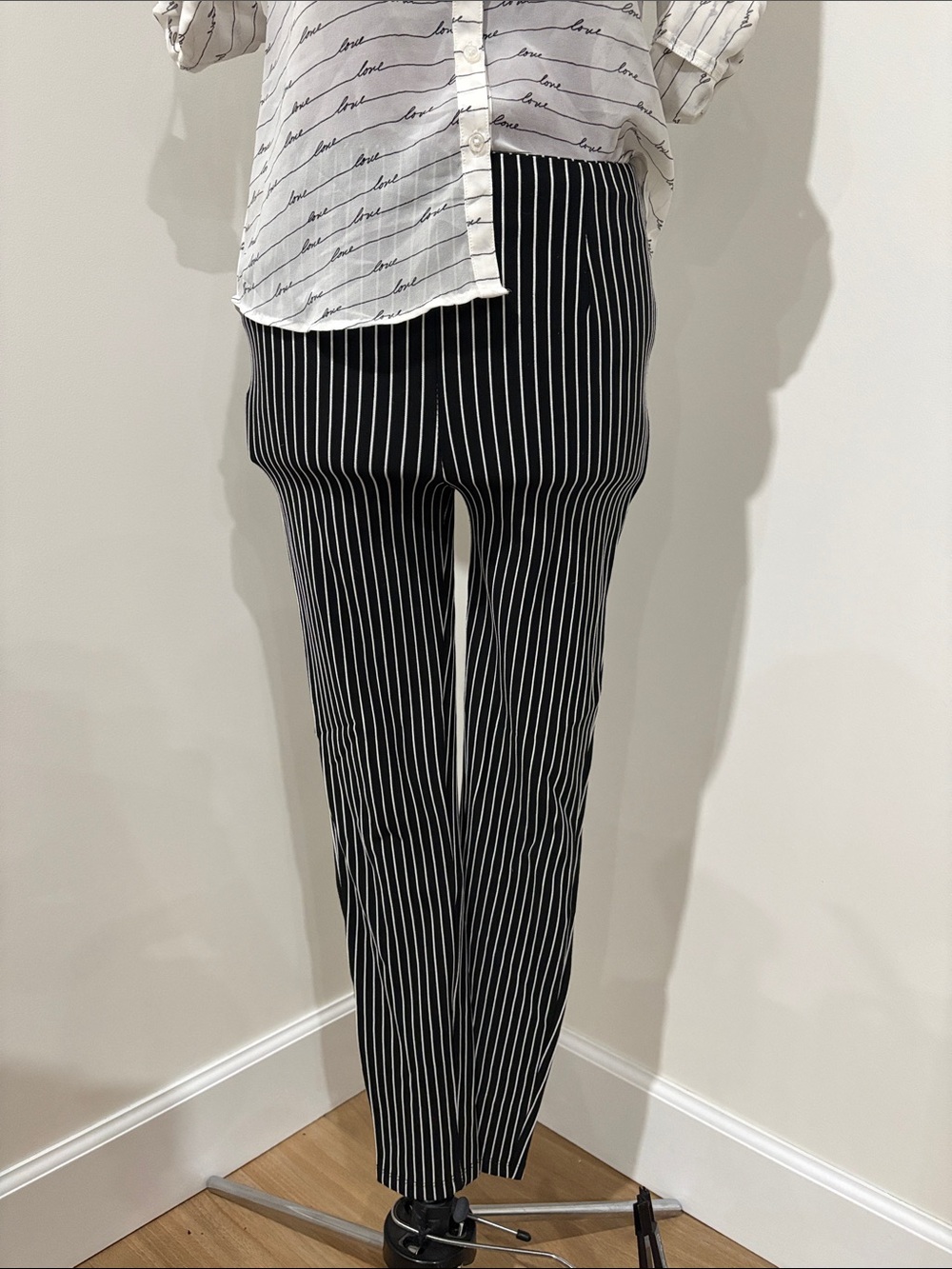 Lulu's Black and White Pinstripe Dress Pants